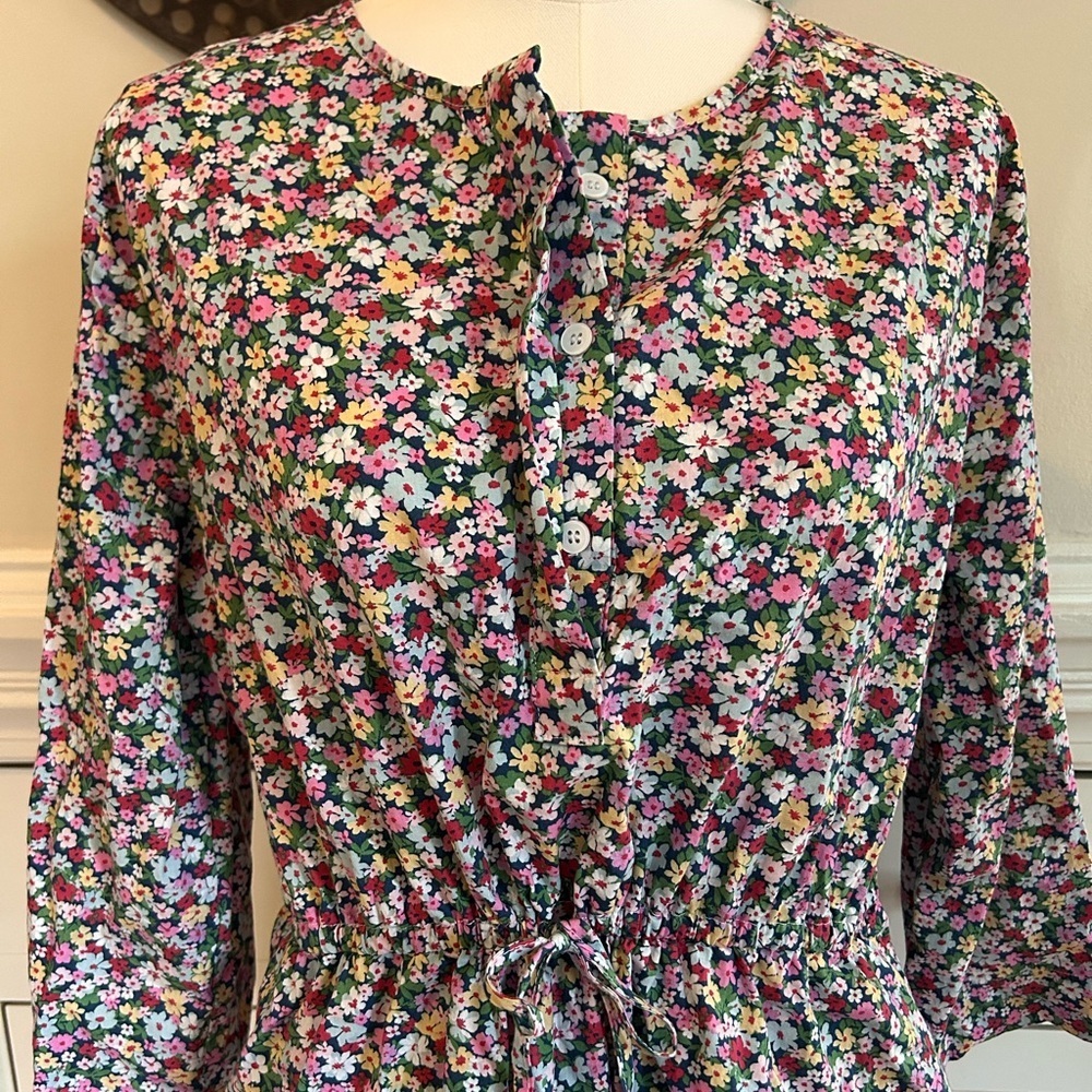 Pomander Place Floral Dress L | Spring Ditsy Daisy Print | Pockets 3/4 Sleeve - Picture 6 of 8